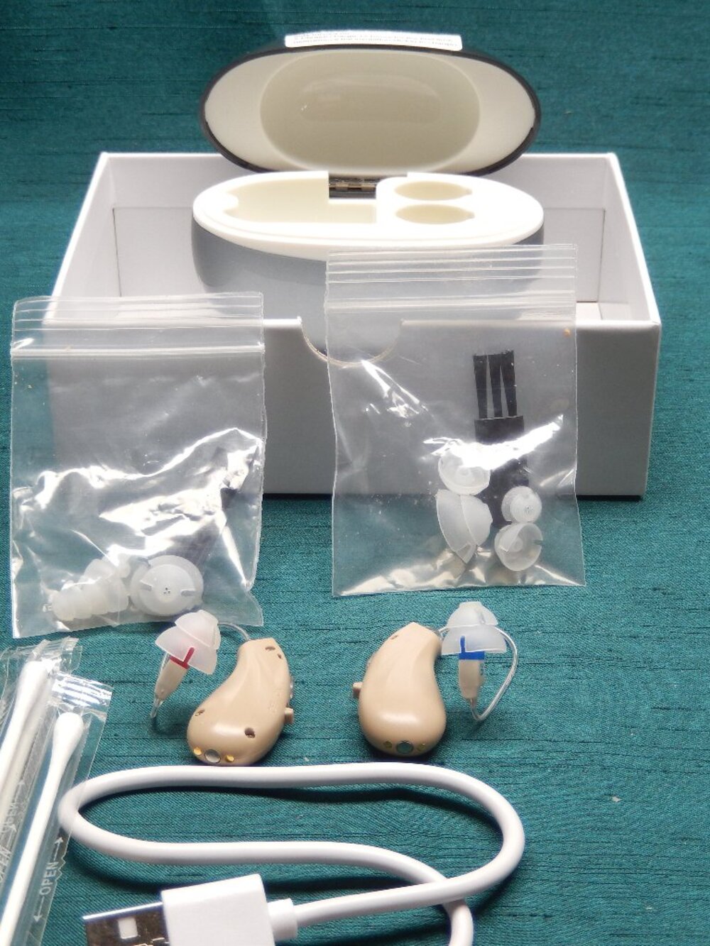 BIBIED Rechargeable OTC Hearing Aids Open Box Tested Complete w/Charging Case
